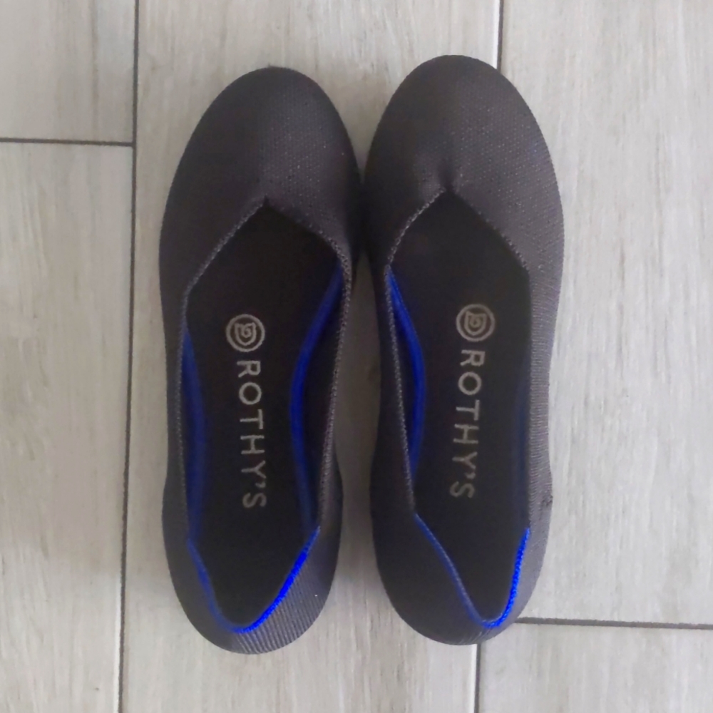 Rothy's The Flat Black Solid Knit Fabric Textile Ballet Flats SIZE 5.5